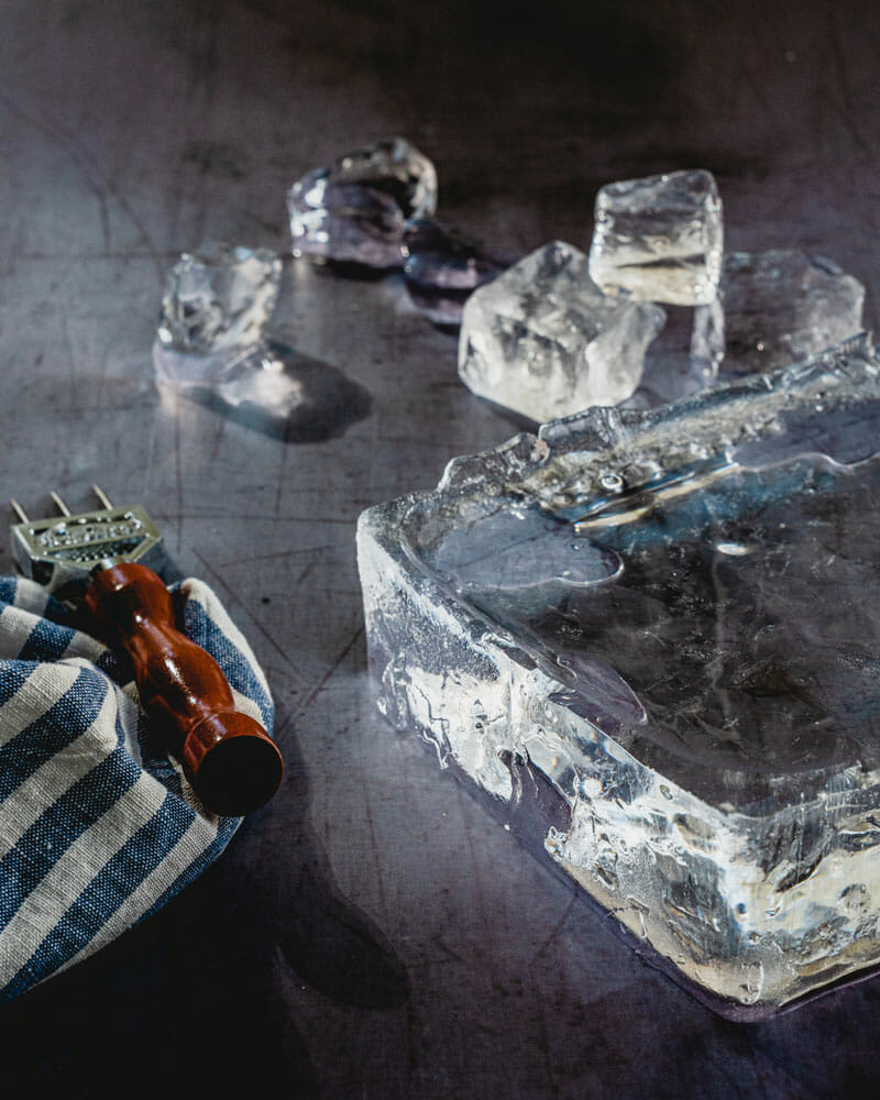 Super Cubes, extra large slow melting ice made with spring water